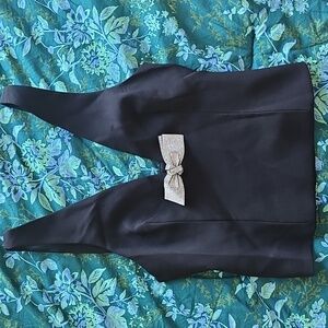 Zara fitted deep V top with silver studded bow